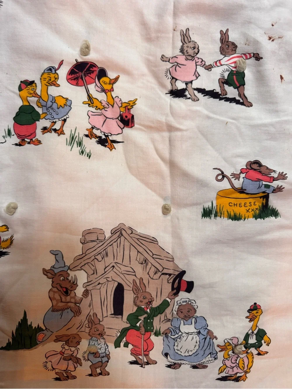 Vintage rare Children's Storybook Print crib blanket bedding